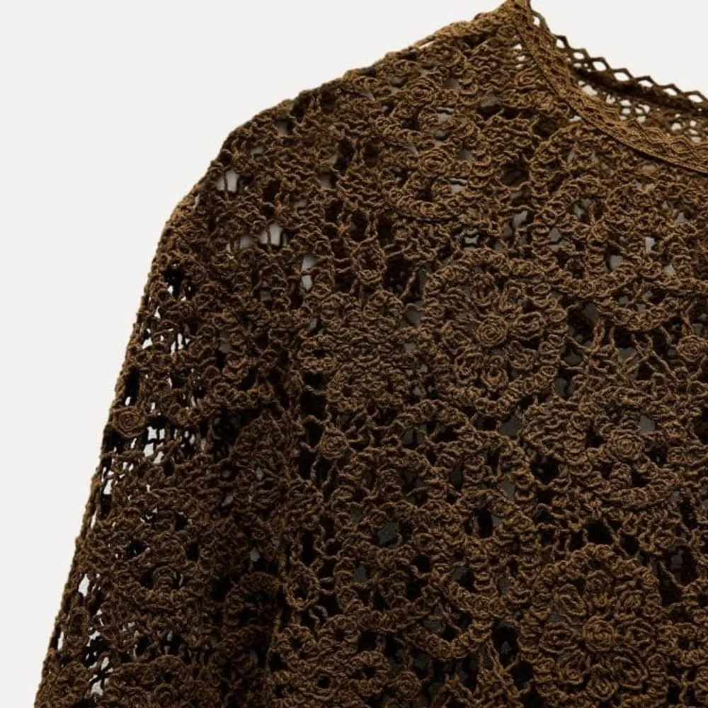 ZARA crochet top, Elegant Brown Crochet size medium - Picture 6 of 11